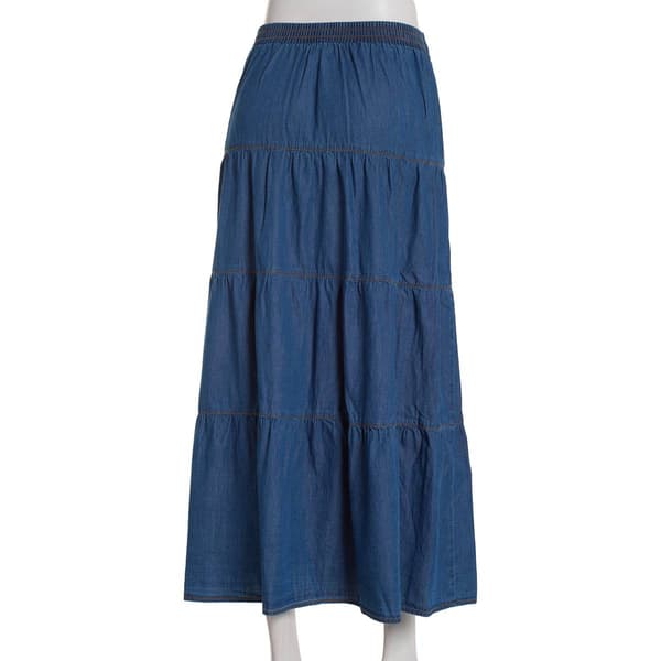 Juniors A. Byer Button Front Denim Maxi Tier Skirt