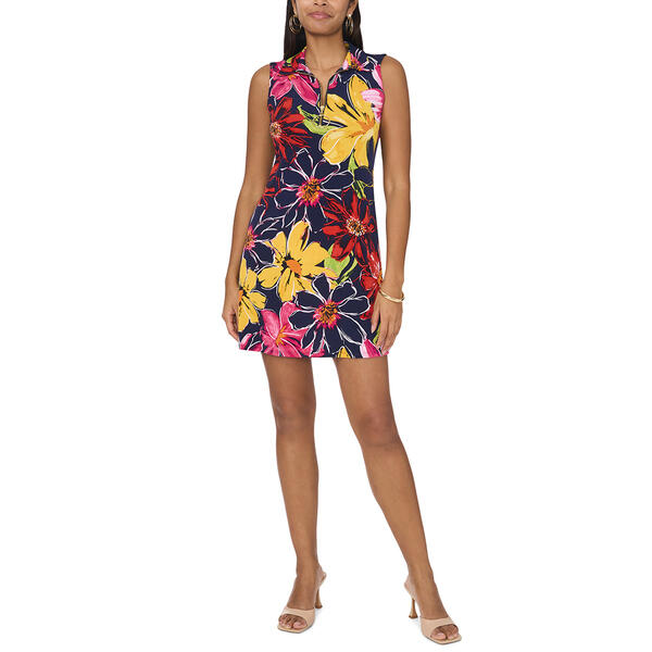 Plus Size MSK Sleeveless Floral Zip Neck Shift Dress - image 