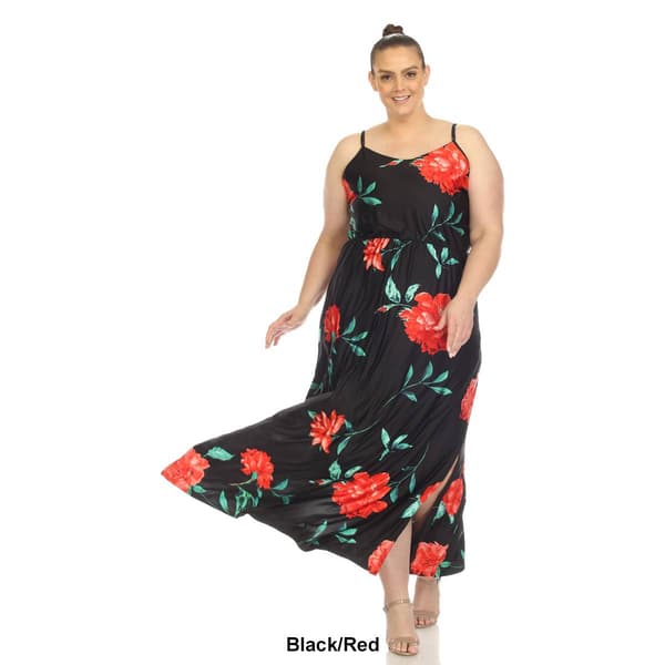 Plus Size White Mark Floral Strap Maxi Dress