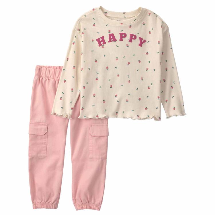 Toddler Girl Carter''s(R) 2pc. Happy Striped Twill Top & Pants Set