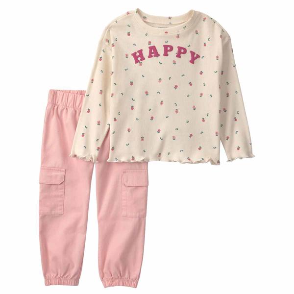 Toddler Girl Carter''s(R) 2pc. Happy Striped Twill Top & Pants Set - image 