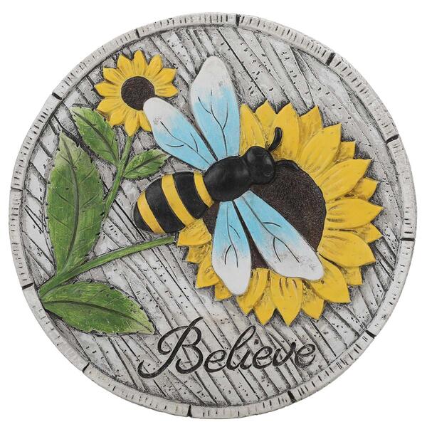 Cement Believe Bee & Sunflower Stepping Stone - image 