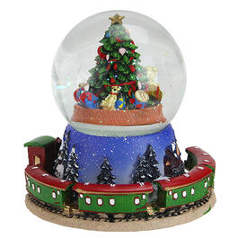 Northlight Christmas Tree and Train Revolving Musical Snow Globe