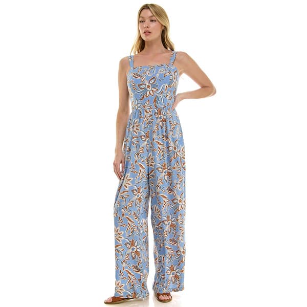 Womens Luxology Sleeveless Square Neck Floral Jumpsuit - image 