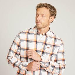 Mens LANDS’ END® Campside Flannel Shirt - Antique Ivory
