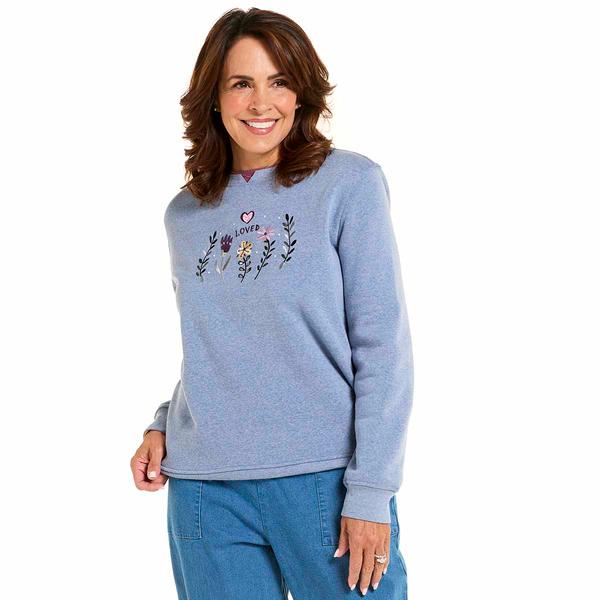 Womens Hasting & Smith "Loved" Embroidered Fleece Sweatshirt - image 