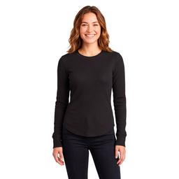 Juniors Pink Rose Long Sleeve Thermal Hacci Top- Solid