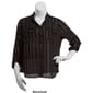Plus Size Notations 3/4 Roll Sleeve Foil Striped Button Down - image 3