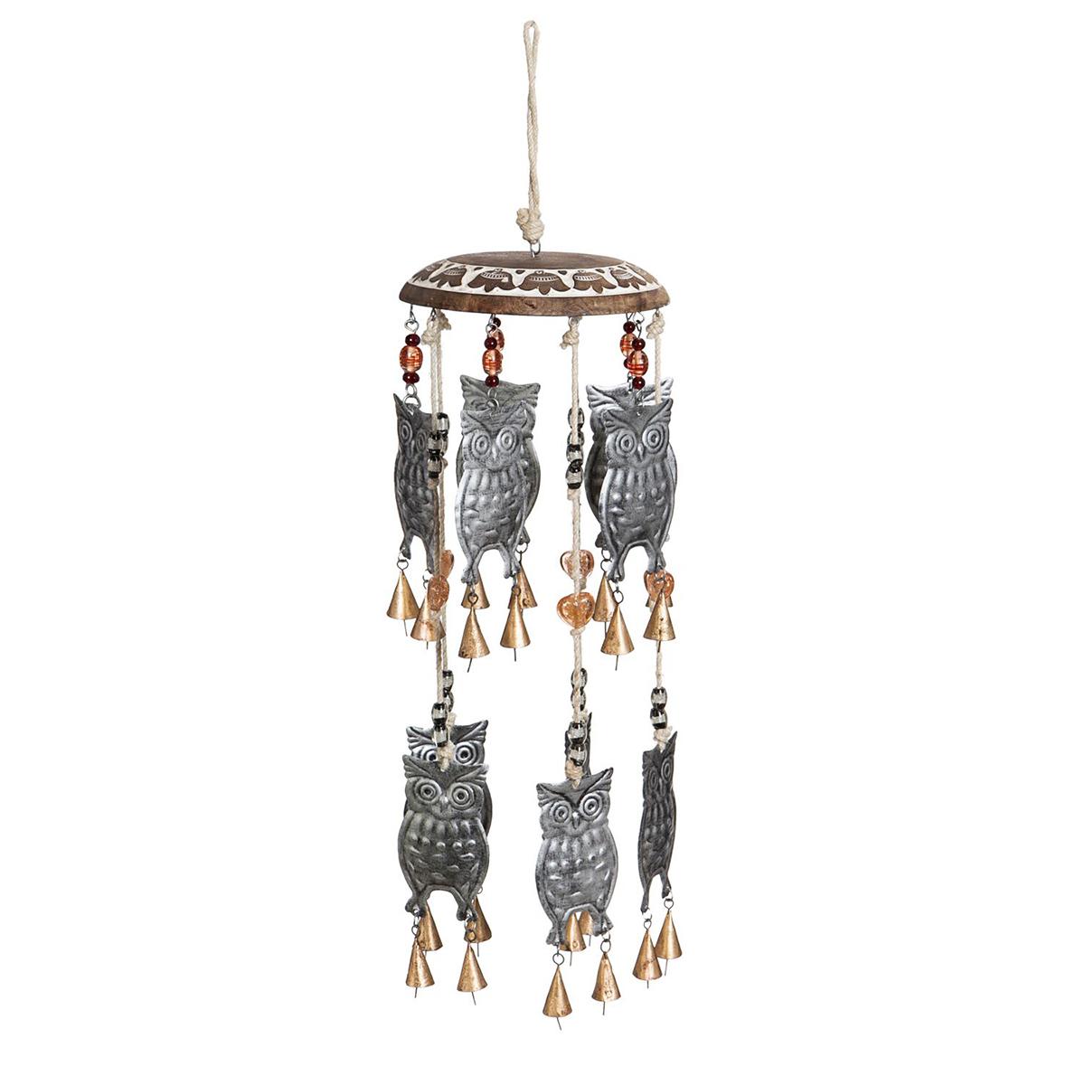 Evergreen Owl Garden Bells Wind Chime