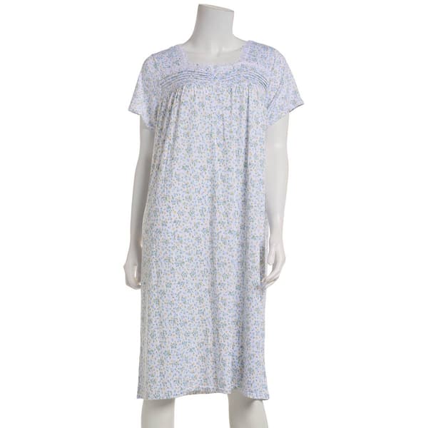 Womens Laura Ashley&#40;R&#41; Short Sleeve Peached Floral Nightgown