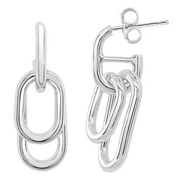 Marsala Fine Silver Plated Graduated Oval Link Drop Earrings