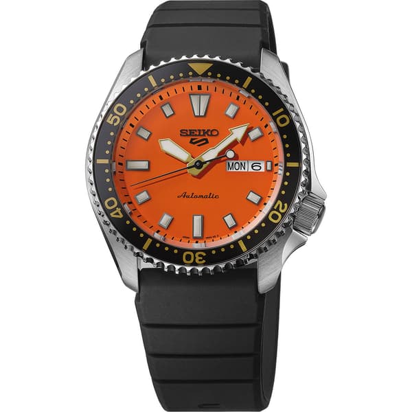 Mens Seiko 5 Sports Automatic Movement Orange Dial Watch - SRPL89