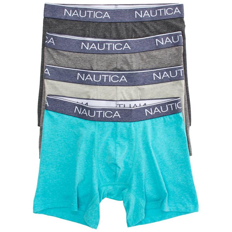 Mens Nautica 4pk. Heathered Boxer Briefs - Green/Grey