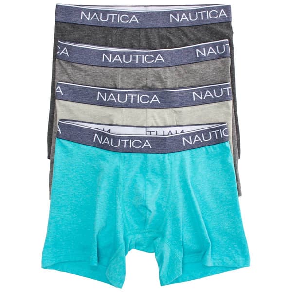 Mens Nautica 4pk. Heathered Boxer Briefs - Green/Grey - image 