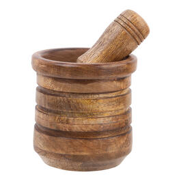 Home Essentials 4in. Ribbed Wood Mortar and Pestle