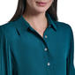Womens Tommy Hilfiger Long Pleat Sleeve Button Front Solid Blouse - image 4