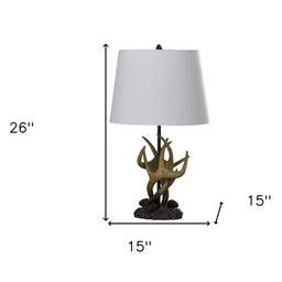 HomeRoots 26in. Natural and Brown Antlers Table Lamp