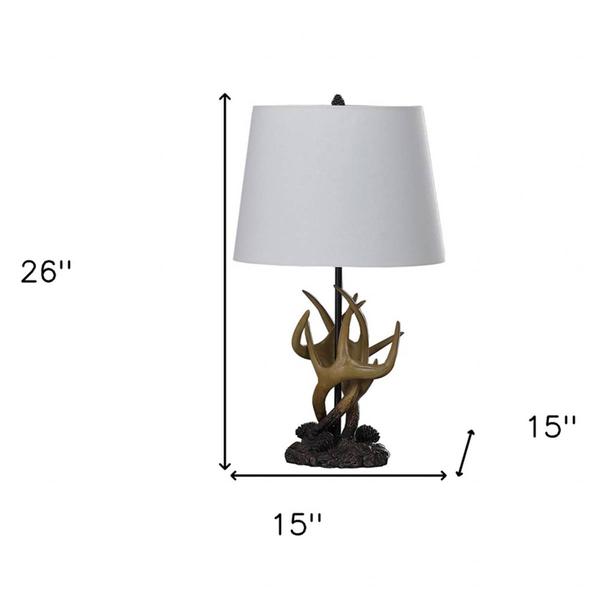 HomeRoots 26in. Natural and Brown Antlers Table Lamp