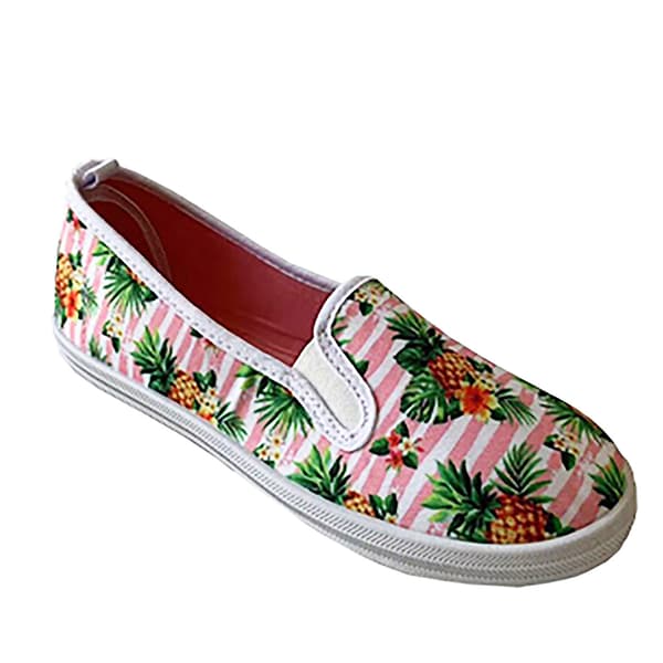Womens Ashley Blue Pineapple Twin Gore Flats - image 