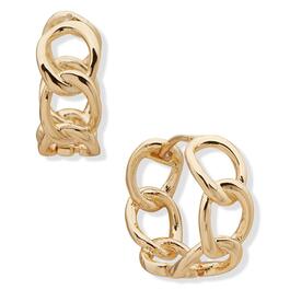 Nine West Gold-Tone Curb Link Huggie Click-Top Hoop Earrings