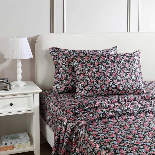 Betsey Johnson Confetti Floral Satin Sheet Set