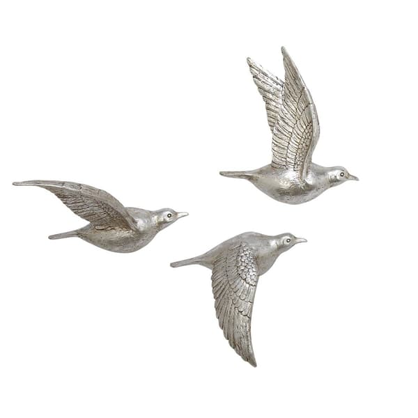 9th & Pike&#40;R&#41; Metallic Flying Bird Sculptures Wall Decor - Set Of 3 - image 