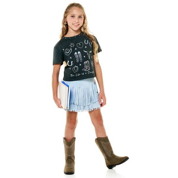 Girls (7-12) Tween Diva Life of a Cowgirl Tee & Fringe Skort Set - image 