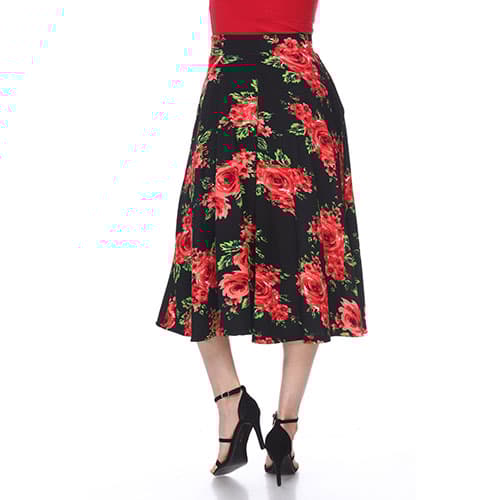 Womens White Mark Floral Flared Print Midi Skirt