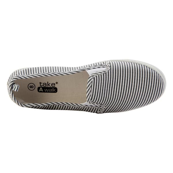 Womens Take A Walk Twin Gore Pinstripe Canvas Flats