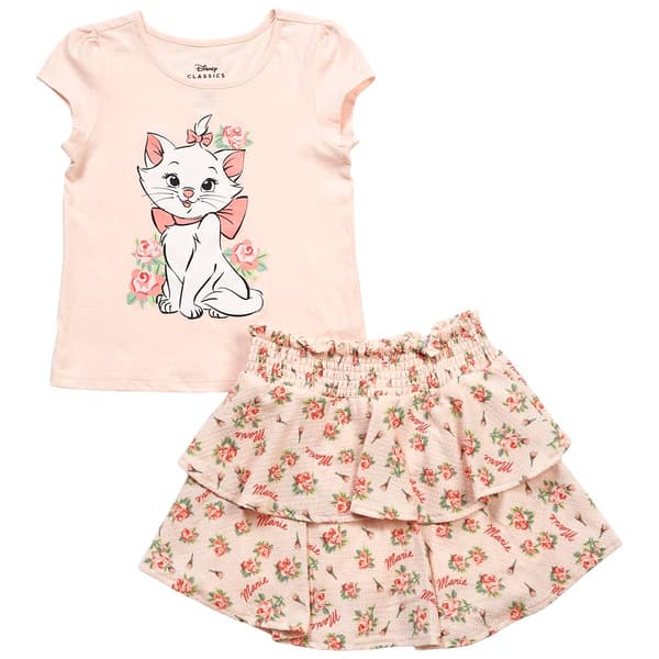Girls (7-12) Disney The Aristocats Marie Tee & Floral Skort Set - image 