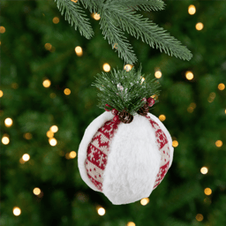 Northlight Faux Fur & Nordic Christmas Ball Ornament - 8in.