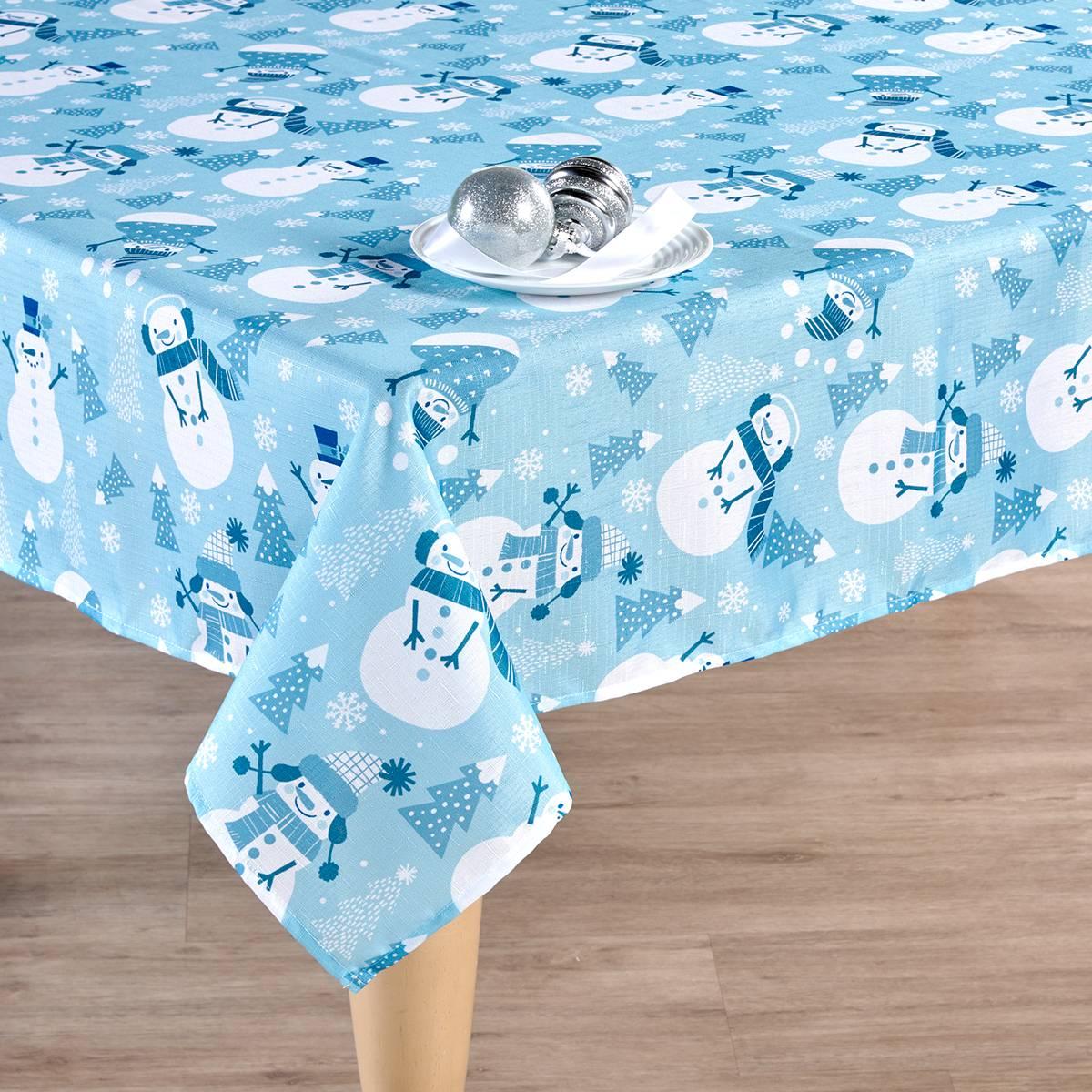 Winter Wonderland Snowman Flurry Tablecloth