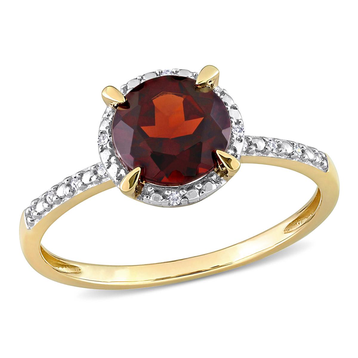Gemstone Classics™ 10kt. Yellow Gold Garnet Halo Ring