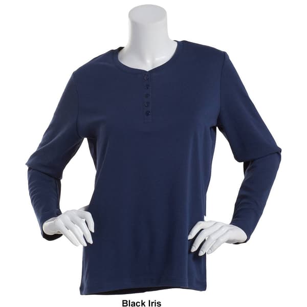 Womens Hasting &amp; Smith Long Sleeve Solid Henley Top