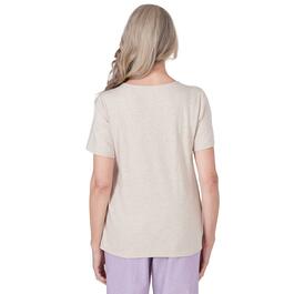 Petite Alfred Dunner Garden Party Embroidered Diamond Border Tee