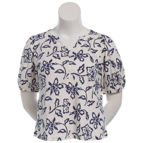Petite Preswick & Moore® Short Balloon Sleeve Floral Tee