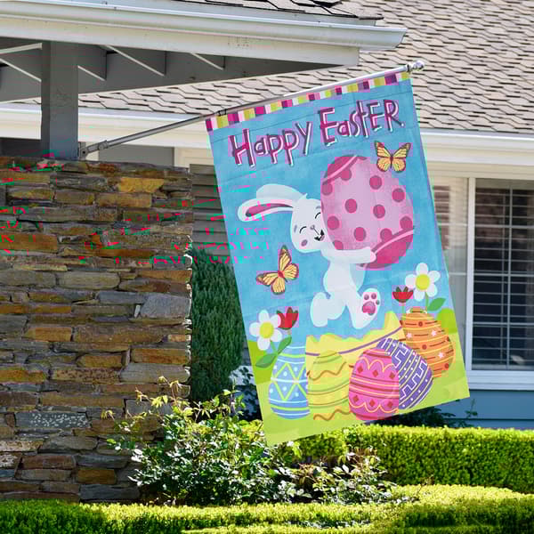 Northlight Seasonal Happy Easter Bunny with Eggs House Flag - image 