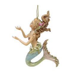 Resin Mermaid Holding a Pearl Ornament