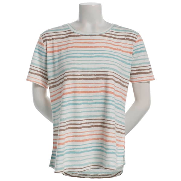 Womens Hasting & Smith Short Sleeve Crew Neck Stripe Slub Tee