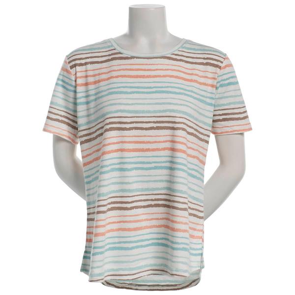 Petite Hasting & Smith Short Sleeve Crew Neck Stripe Slub Tee - image 