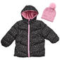 Toddler Girl Pink Platinum(R) Leopard Print Puffer Coat with Hat - image 1