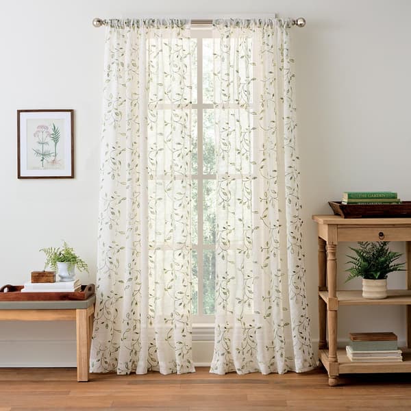 Martha Stewart Durham Embroidered Panel Curtain - image 