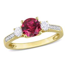 Gemstone Classics&#40;tm&#41; White Sapphire & Lab Created Ruby Ring