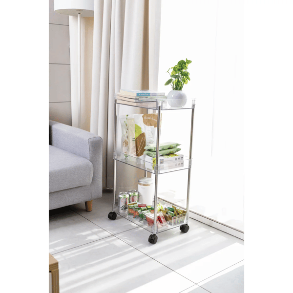 J&V Textiles Chrome Clear Acrylic 3 Tier Cart