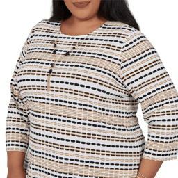Plus Size Alfred Dunner Cityscape Biadere Stripe Blouse