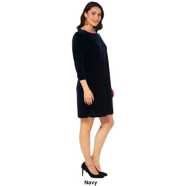 Womens MSK 3/4 Sleeve Velvet Dress