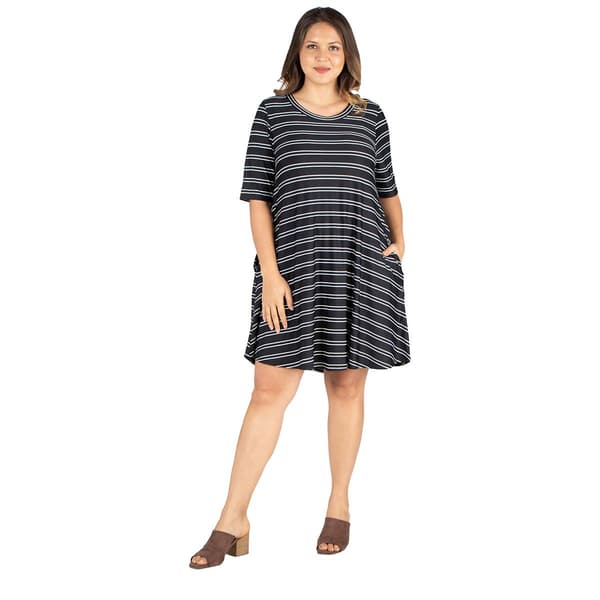 Plus Size 24/7 Comfort Apparel Stripe Shirt Dress - image 