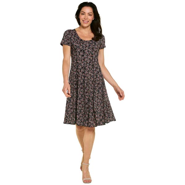 Womens Sami & Jo Short Sleeve Floral Dot Texture Dress