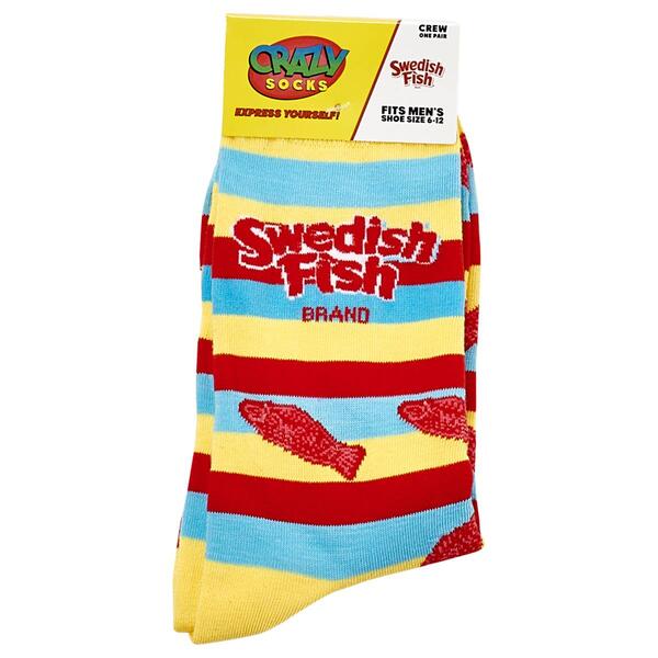 Mens Crazy Socks Swedish Fish Crew Socks - image 