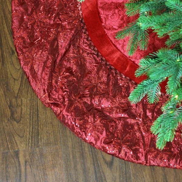 Northlight Seasonal 60in. Embroidered Poinsettia Tree Skirt
